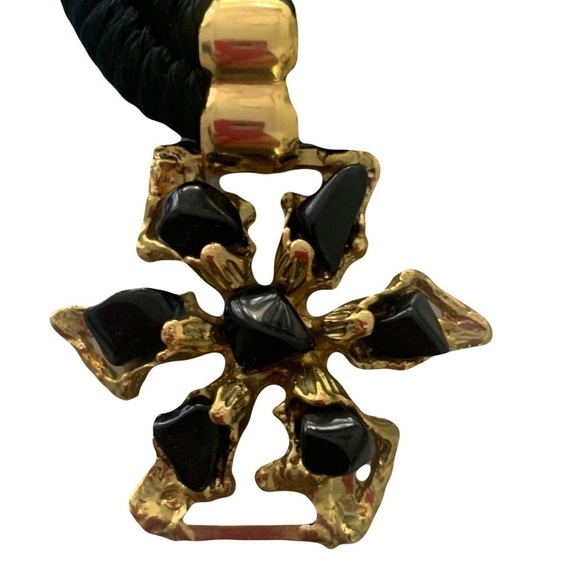 Vintage Jeweled Statement Belt or Necklace /Collar Black Franklab Designer main image 7